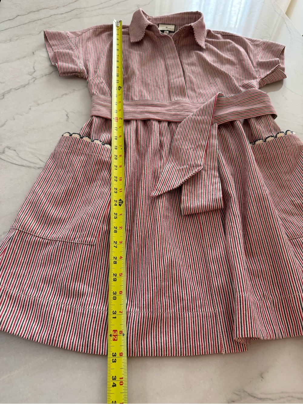 Tuckernuck Red-Striped Tie-Waist Mini Shirt Dress - Picture 5 of 8